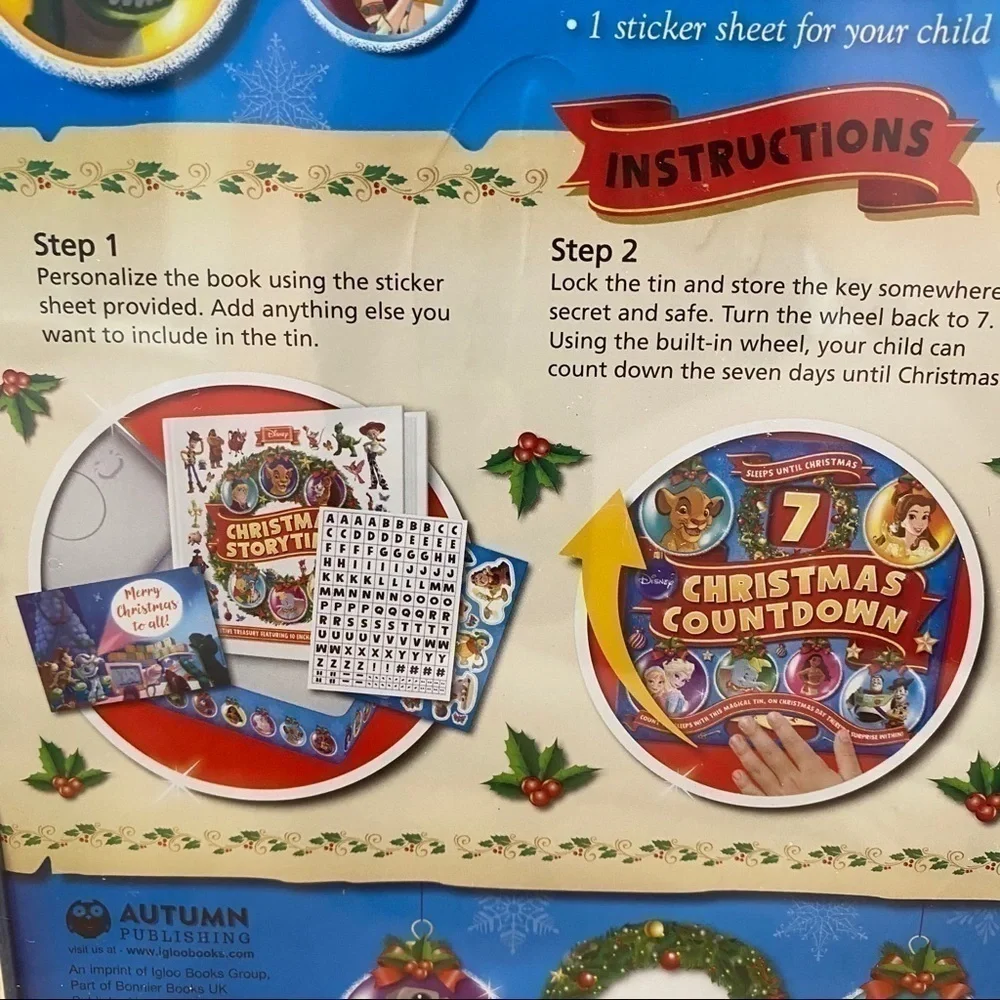 Disney 7 Days of Christmas Locking Countdown Prize Box NEW Advent Calendar Metal